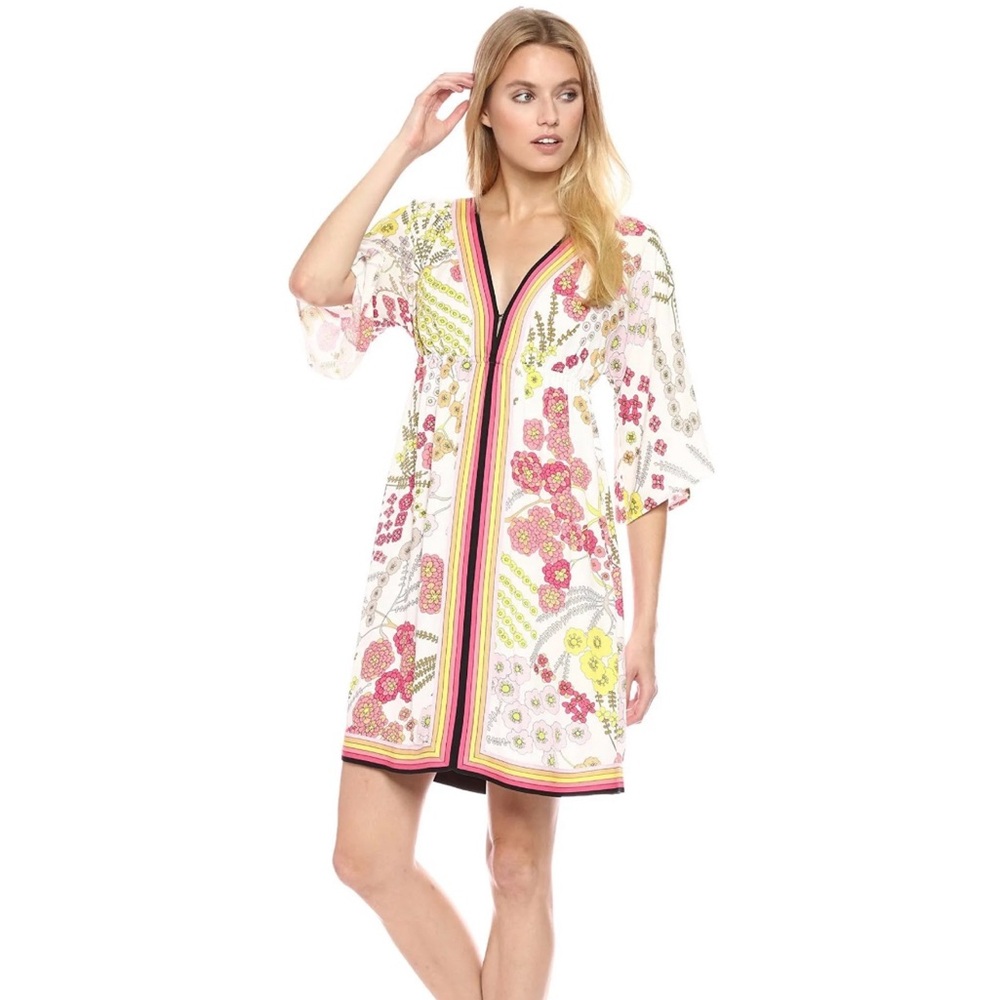 Trina Turk Tamarisk Floral Jersey Size Small Mini Dress Boho Summer  Loose Fit